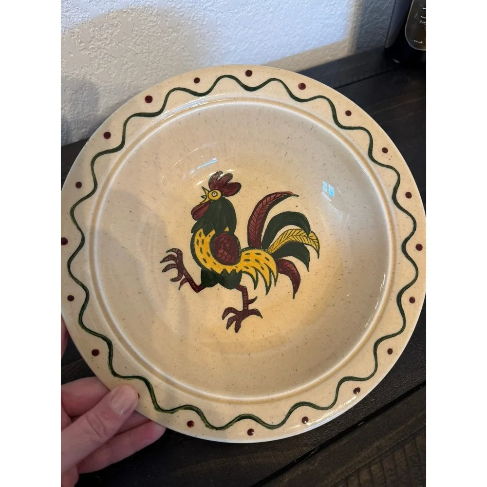 Metlox Poppytrail California Provincial Rooster Hand Painted Serving Bowl 10in